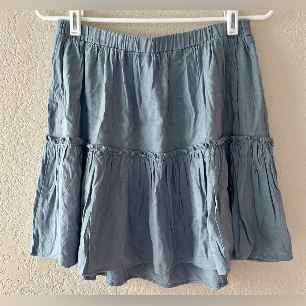Lulus Blue Tiered Ruffle Mini Skirt | M - Picture 2 of 7